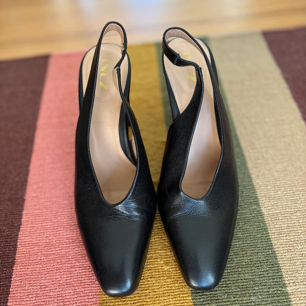 Black Leather Slingback Heels